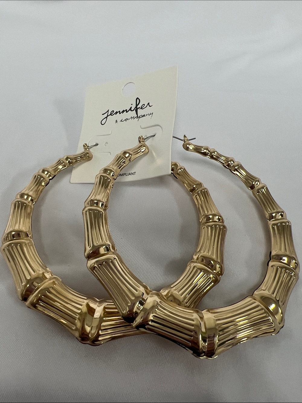 Gold Bamboo-Style Hoop Earrings